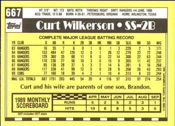 1990 Topps - Collector's Edition (Tiffany) #667 Curt Wilkerson Back