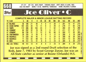 1990 Topps - Collector's Edition (Tiffany) #668 Joe Oliver Back