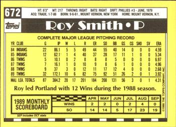 1990 Topps - Collector's Edition (Tiffany) #672 Roy Smith Back
