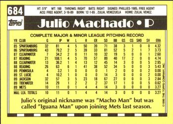 1990 Topps - Collector's Edition (Tiffany) #684 Julio Machado Back
