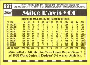1990 Topps - Collector's Edition (Tiffany) #697 Mike Davis Back