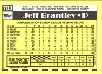 1990 Topps - Collector's Edition (Tiffany) #703 Jeff Brantley Back