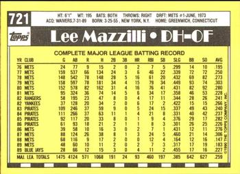 1990 Topps - Collector's Edition (Tiffany) #721 Lee Mazzilli Back