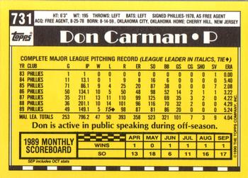 1990 Topps - Collector's Edition (Tiffany) #731 Don Carman Back