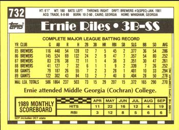 1990 Topps - Collector's Edition (Tiffany) #732 Ernie Riles Back
