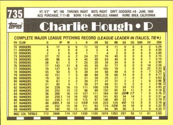 1990 Topps - Collector's Edition (Tiffany) #735 Charlie Hough Back