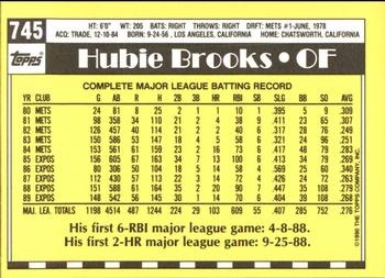1990 Topps - Collector's Edition (Tiffany) #745 Hubie Brooks Back