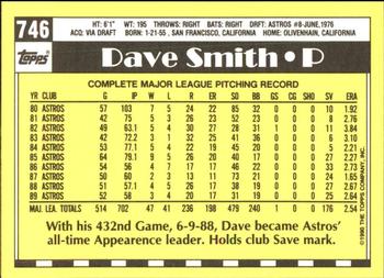 1990 Topps - Collector's Edition (Tiffany) #746 Dave Smith Back