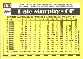 1990 Topps - Collector's Edition (Tiffany) #750 Dale Murphy Back