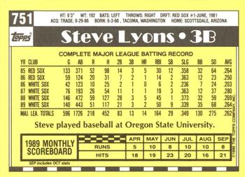 1990 Topps - Collector's Edition (Tiffany) #751 Steve Lyons Back