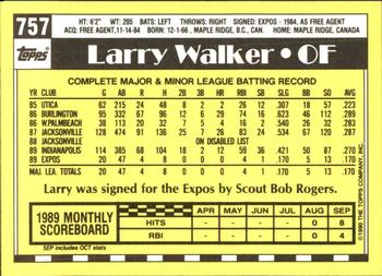 1990 Topps - Collector's Edition (Tiffany) #757 Larry Walker Back