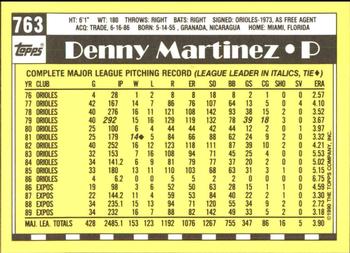 1990 Topps - Collector's Edition (Tiffany) #763 Denny Martinez Back