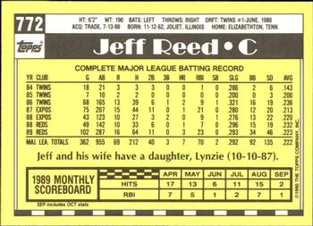 1990 Topps - Collector's Edition (Tiffany) #772 Jeff Reed Back