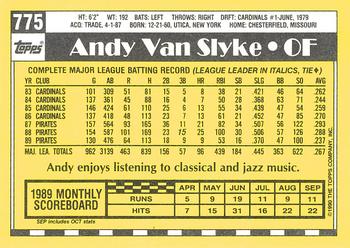 1990 Topps - Collector's Edition (Tiffany) #775 Andy Van Slyke Back