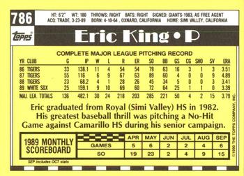 1990 Topps - Collector's Edition (Tiffany) #786 Eric King Back