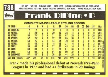 1990 Topps - Collector's Edition (Tiffany) #788 Frank DiPino Back