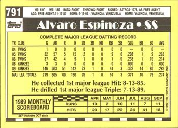 1990 Topps - Collector's Edition (Tiffany) #791 Alvaro Espinoza Back