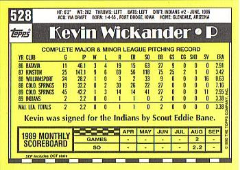 1990 Topps - Collector's Edition (Tiffany) #528 Kevin Wickander Back
