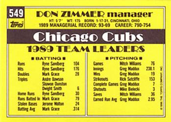 1990 Topps - Collector's Edition (Tiffany) #549 Don Zimmer Back