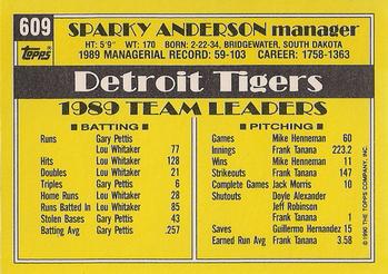 1990 Topps - Collector's Edition (Tiffany) #609 Sparky Anderson Back