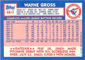1984 Topps Traded - Limited Edition (Tiffany) #44T Wayne Gross Back