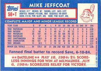 1984 Topps Traded - Limited Edition (Tiffany) #56T Mike Jeffcoat Back