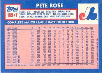 1984 Topps Traded - Limited Edition (Tiffany) #103T Pete Rose Back