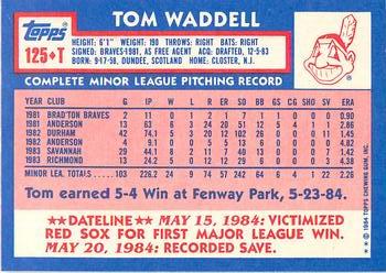 1984 Topps Traded - Limited Edition (Tiffany) #125T Tom Waddell Back