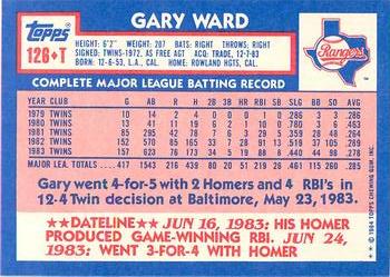 1984 Topps Traded - Limited Edition (Tiffany) #126T Gary Ward Back