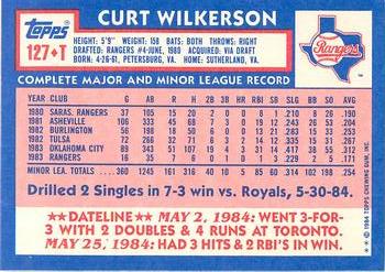 1984 Topps Traded - Limited Edition (Tiffany) #127T Curt Wilkerson Back