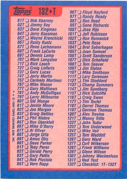 1984 Topps Traded - Limited Edition (Tiffany) #132T Checklist: 1T-132T Back