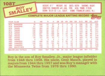 1985 Topps Traded - Limited Edition (Tiffany) #108T Roy Smalley Back