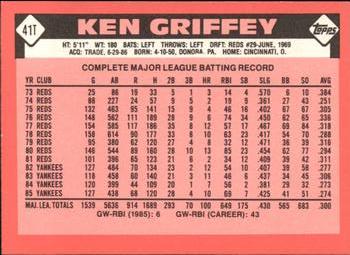 1986 Topps Traded - Limited Edition (Tiffany) #41T Ken Griffey Back