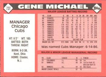 1986 Topps Traded - Limited Edition (Tiffany) #73T Gene Michael Back
