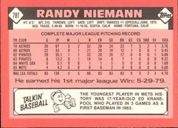 1986 Topps Traded - Limited Edition (Tiffany) #78T Randy Niemann Back