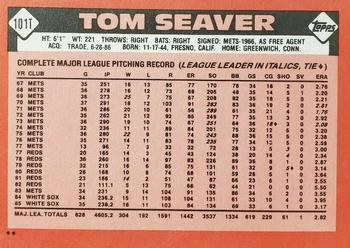 1986 Topps Traded - Limited Edition (Tiffany) #101T Tom Seaver Back