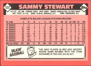 1986 Topps Traded - Limited Edition (Tiffany) #103T Sammy Stewart Back