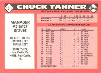 1986 Topps Traded - Limited Edition (Tiffany) #107T Chuck Tanner Back