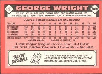 1986 Topps Traded - Limited Edition (Tiffany) #128T George Wright Back