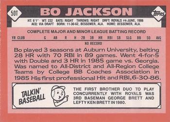 1986 Topps Traded - Limited Edition (Tiffany) #50T Bo Jackson Back