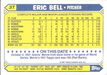 1987 Topps Traded - Limited Edition (Tiffany) #3T Eric Bell Back