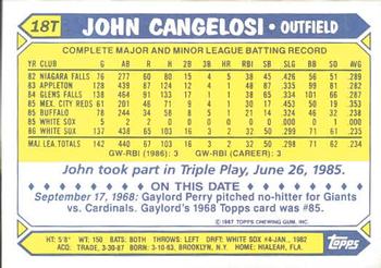 1987 Topps Traded - Limited Edition (Tiffany) #18T John Cangelosi Back