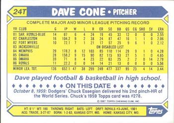 1987 Topps Traded - Limited Edition (Tiffany) #24T David Cone Back