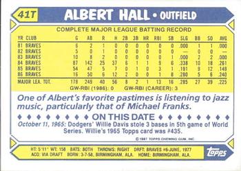 1987 Topps Traded - Limited Edition (Tiffany) #41T Albert Hall Back