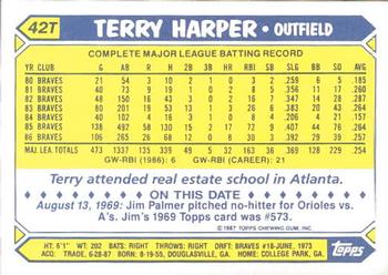 1987 Topps Traded - Limited Edition (Tiffany) #42T Terry Harper Back