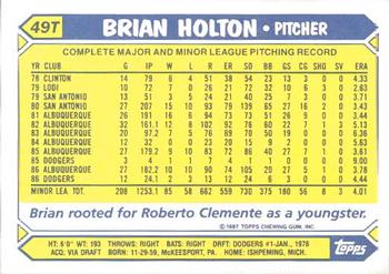 1987 Topps Traded - Limited Edition (Tiffany) #49T Brian Holton Back