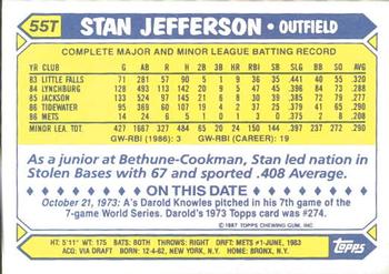 1987 Topps Traded - Limited Edition (Tiffany) #55T Stan Jefferson Back