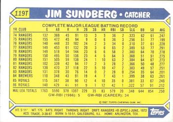 1987 Topps Traded - Limited Edition (Tiffany) #119T Jim Sundberg Back