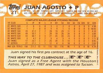 1988 Topps Traded - Limited Edition (Tiffany) #2T Juan Agosto Back