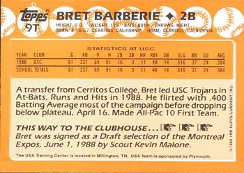 1988 Topps Traded - Limited Edition (Tiffany) #9T Bret Barberie Back